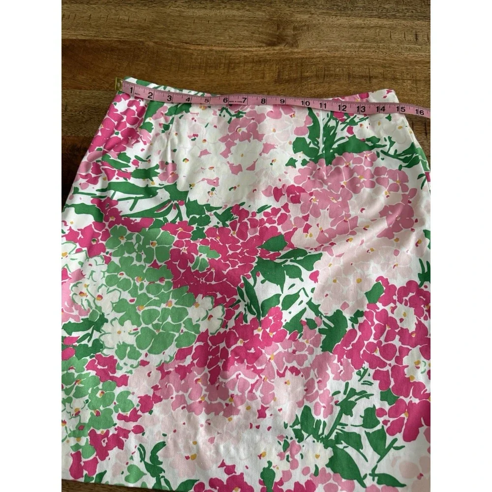 Lauren Ralph Lauren‎ Skirt Womens 8 Floral Pink Green Cotton Stretch